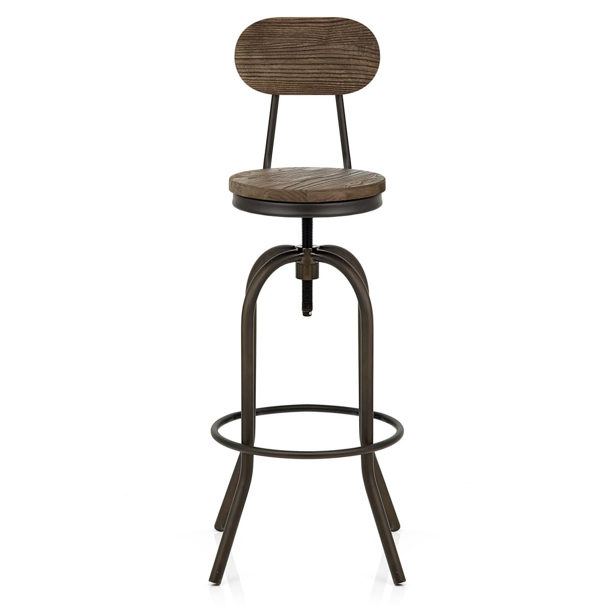 Barhocker - Dunkler Holzsitz - Vintage Swivel Holz