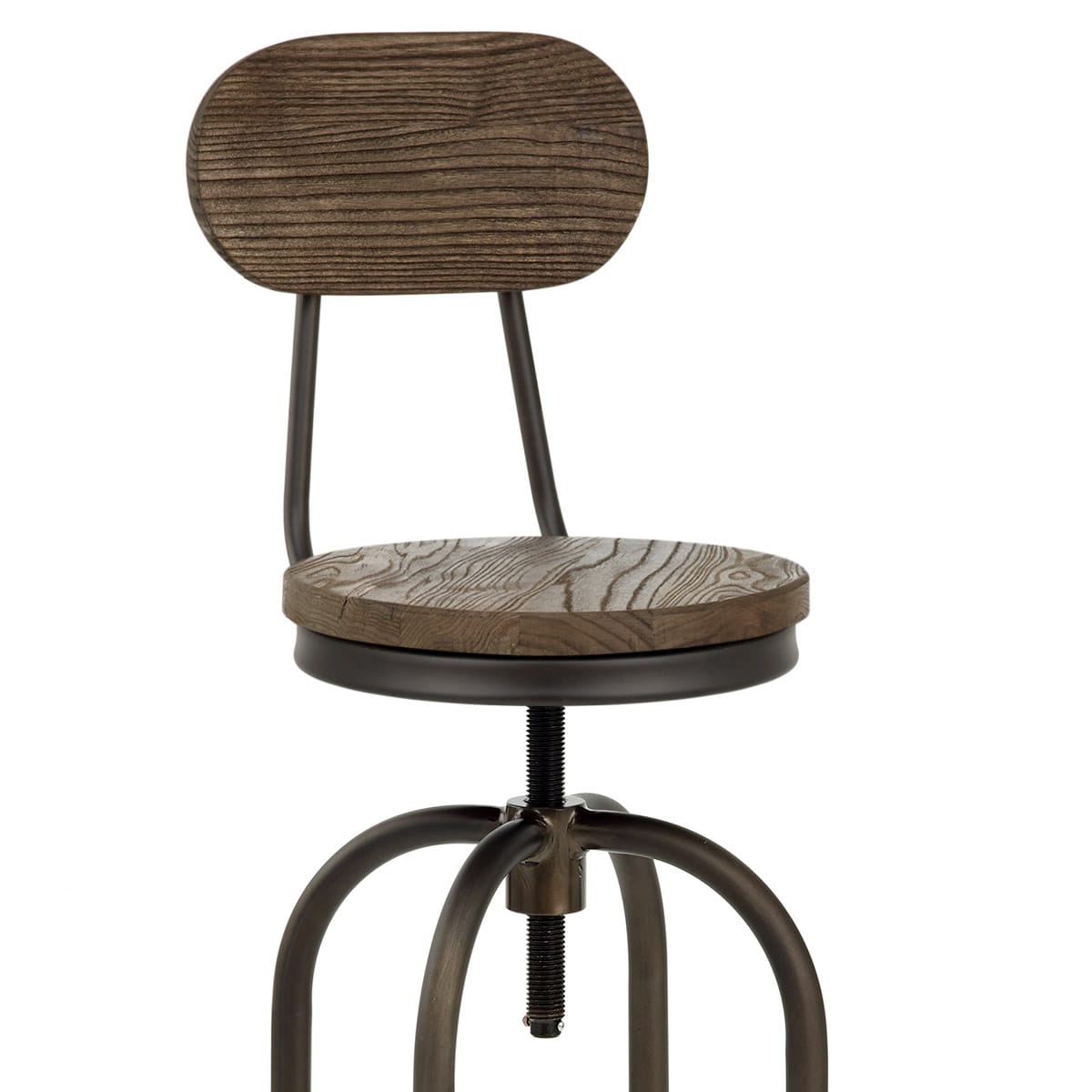 Barhocker - Dunkler Holzsitz - Vintage Swivel Holz