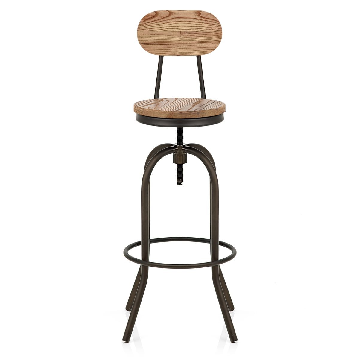 Barhocker - Heller Holzsitz - Vintage Swivel Holz