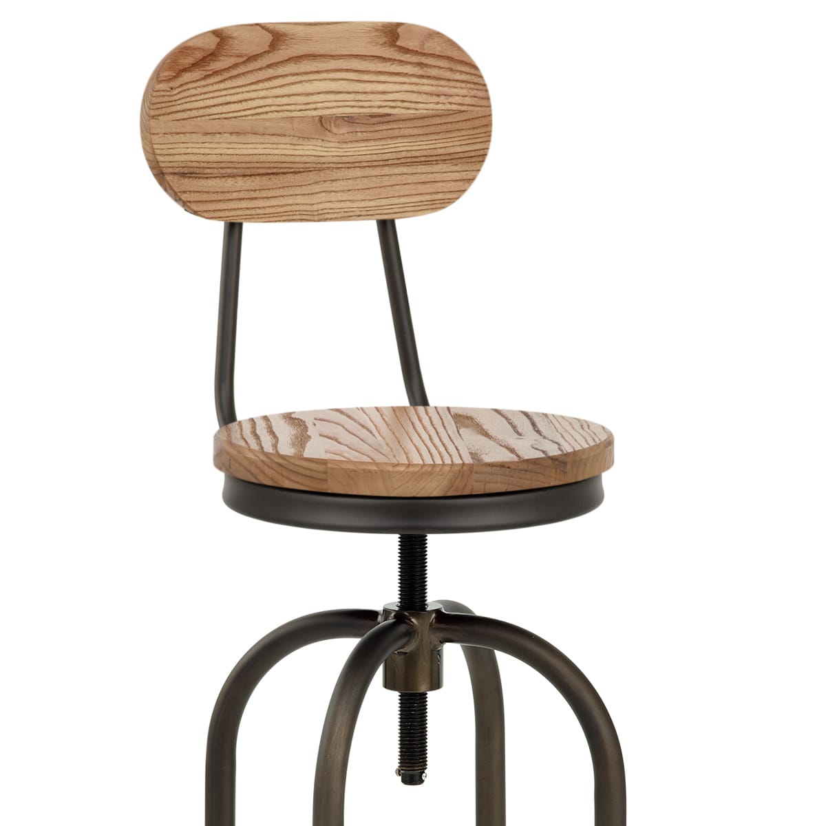 Barhocker - Heller Holzsitz - Vintage Swivel Holz