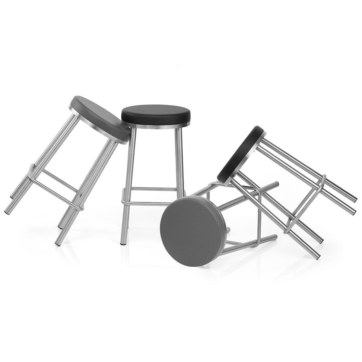 Sgabello Ecopelle Satinato - Vision Grigio