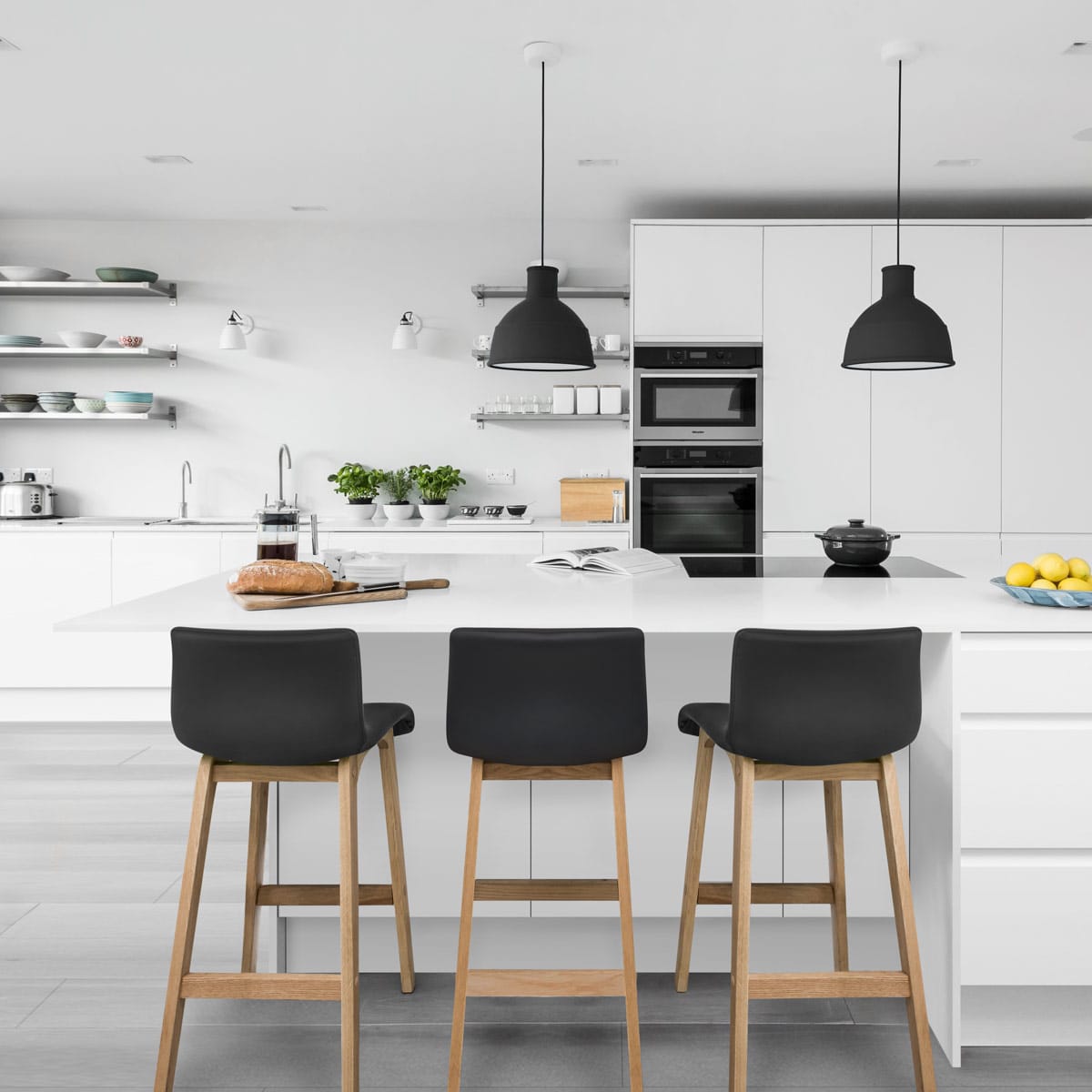 Sgabello Ecopelle Legno - Wave Nero