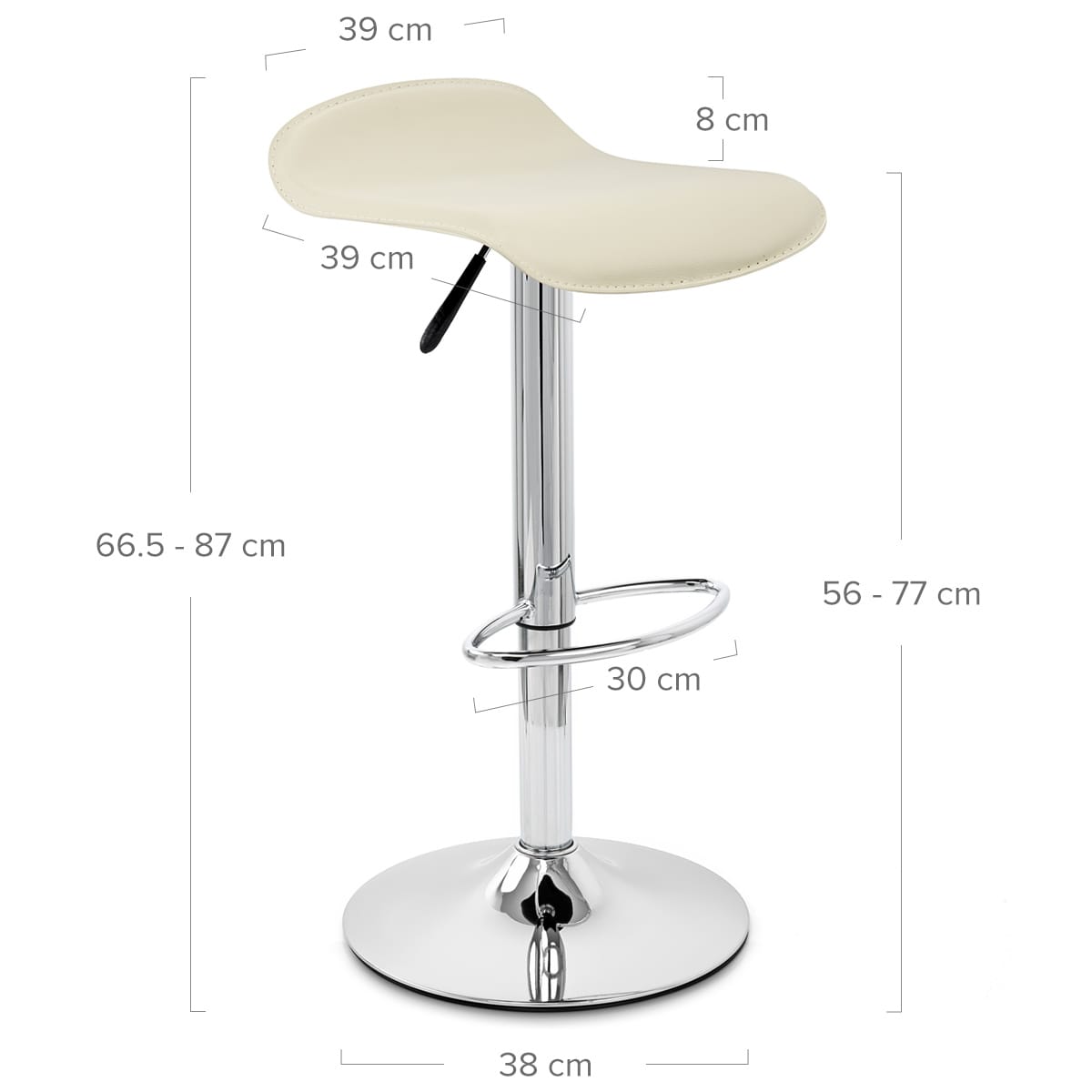 Sgabello Ecopelle Cromato - Zars Crema