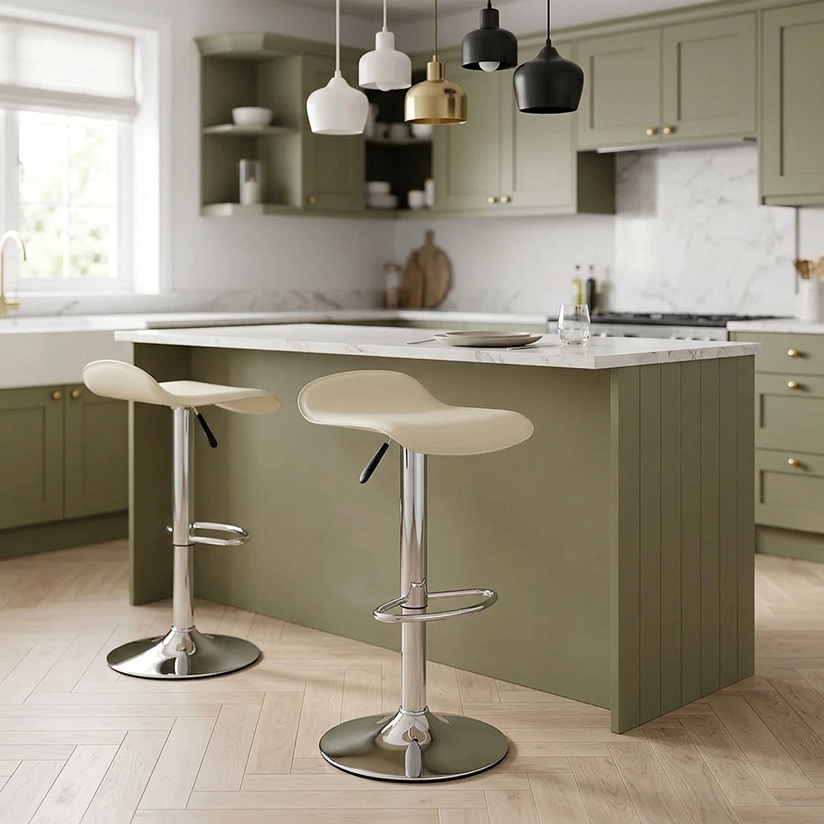 Kunstleder Barhocker Chrom - Zars Beige