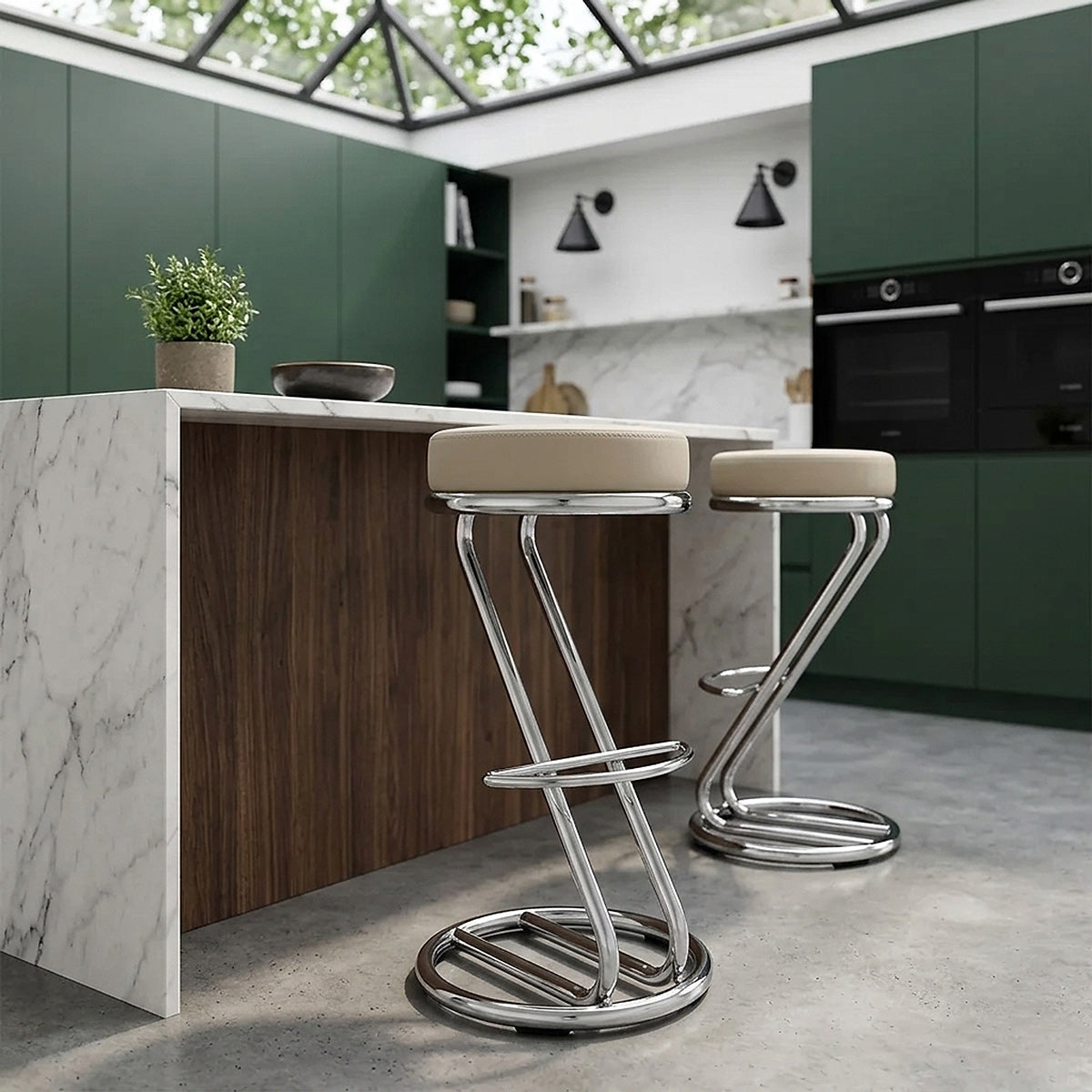 Kunstleder Barhocker Chrom - Zaza Beige