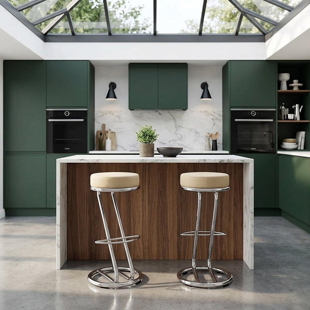 Kunstleder Barhocker Chrom - Zaza Beige