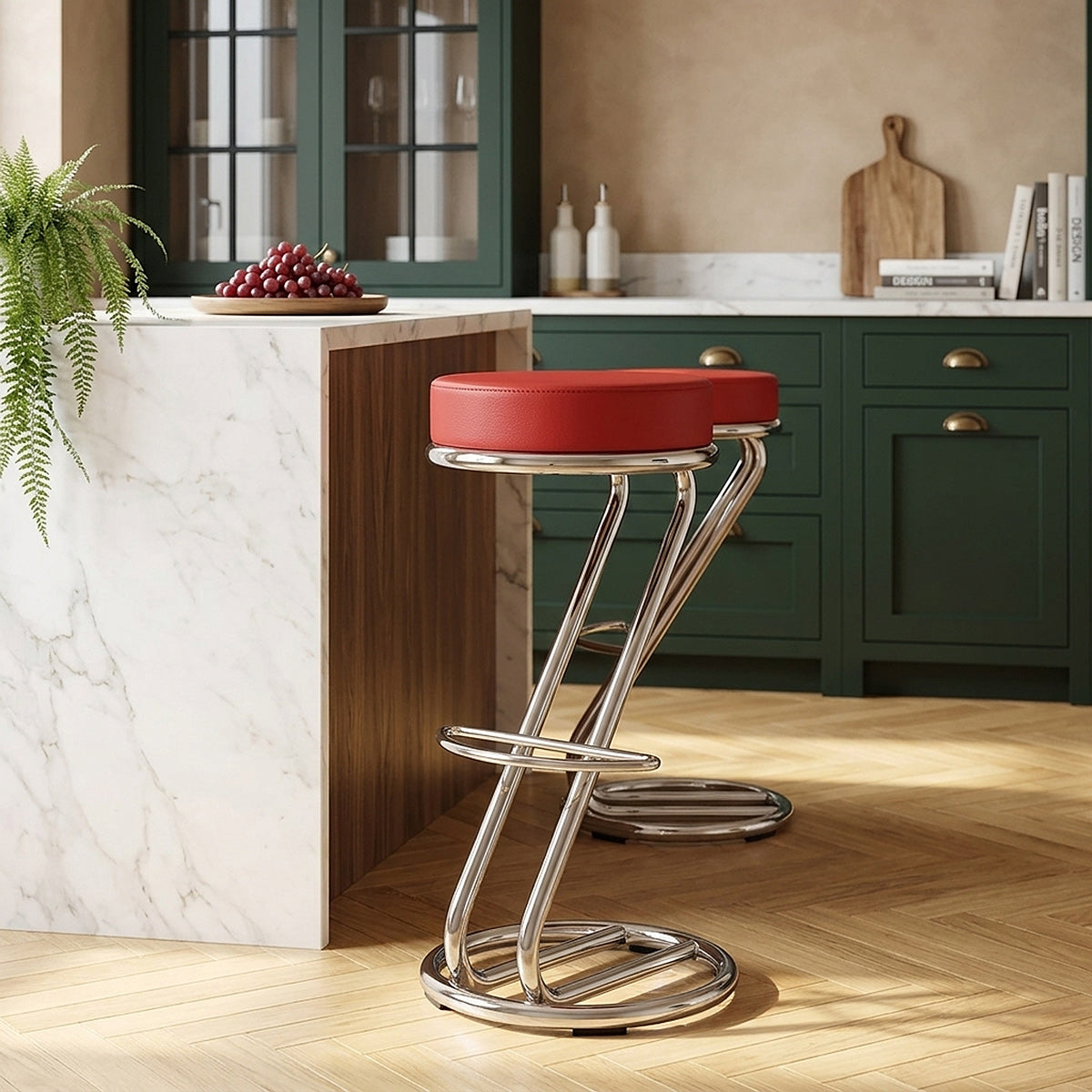 Kunstleder Barhocker Chrom - Zaza Rot