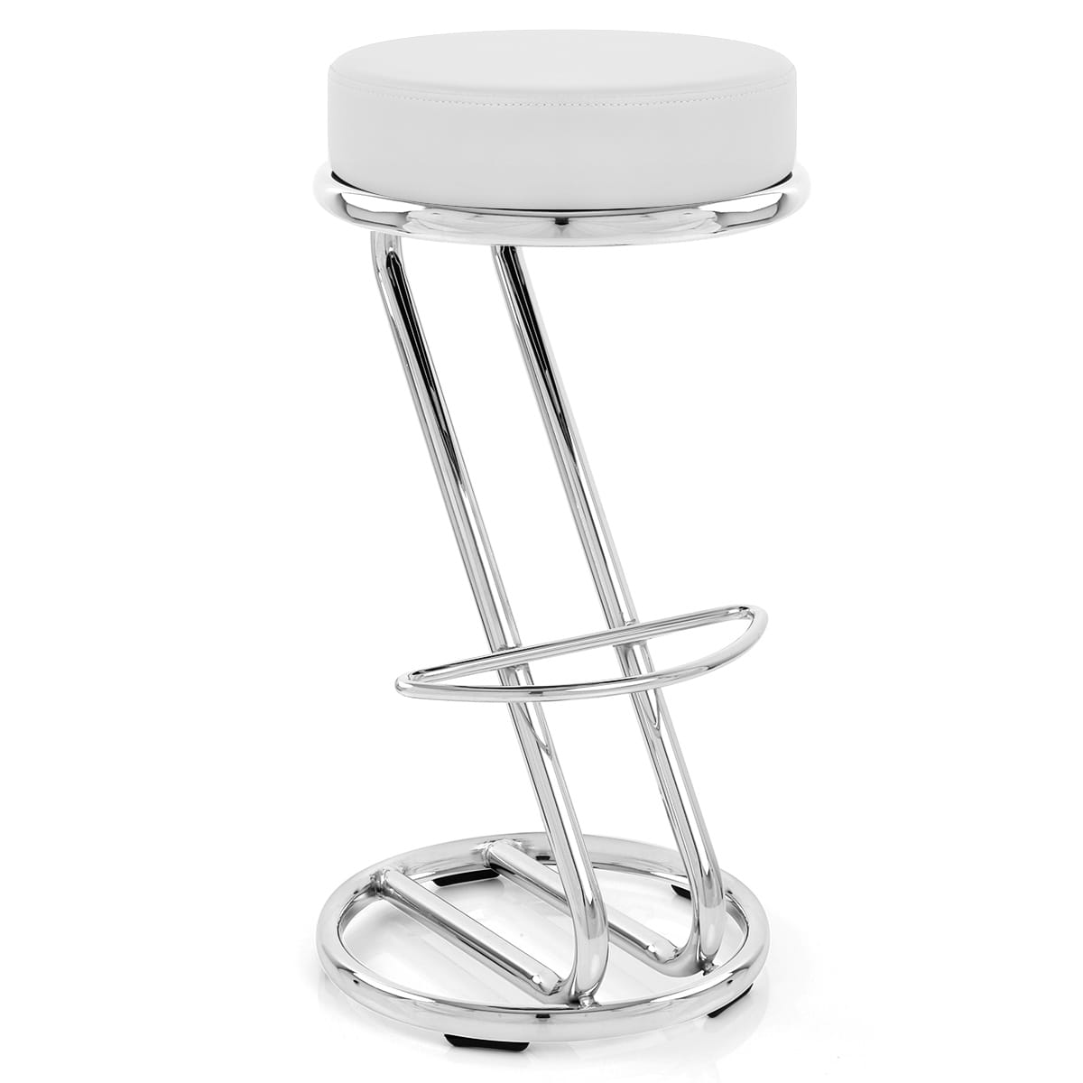 Sgabello Ecopelle Cromato - Zaza Bianco