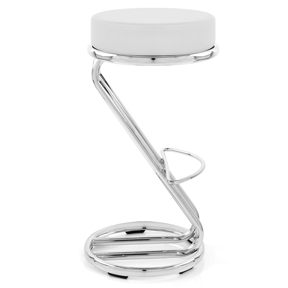 Sgabello Ecopelle Cromato - Zaza Bianco